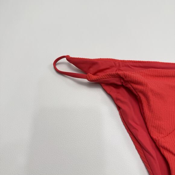 Free People x Toast Signature Stitch Ribbed Bikini Bottom Size XL Fire‎ Coral - Picture 5 of 7